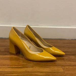 Pointed-toe Mustard Heels